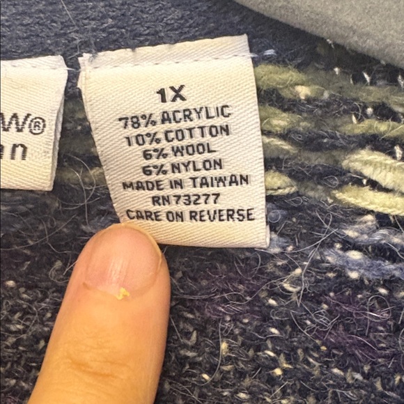 Croft & Barrow Blue and Green Knit Cardigan - Picture 3 of 8